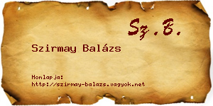 Szirmay Balázs névjegykártya